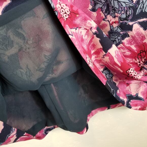 Babaton Aritzia Patricio Floral Shift Dress Short Sleeve Pink Navy Blue Size 8 - Picture 6 of 9